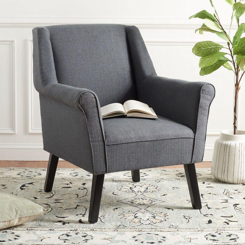 Videl Dark Grey Upholstered Accent Chair with Rolled Arms