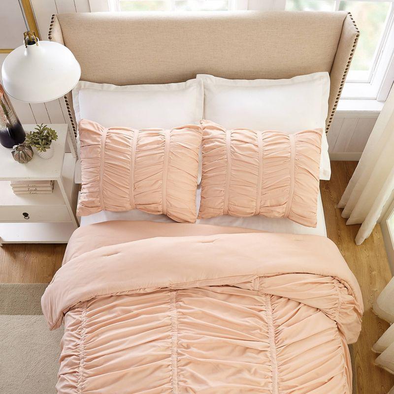 Emily Ruched Solid Textured Comforter Set