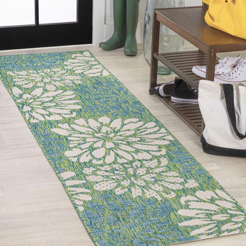 Zinnia Modern Floral Textured Weave Indoor/Outdoor Area Rug - JONATHAN Y