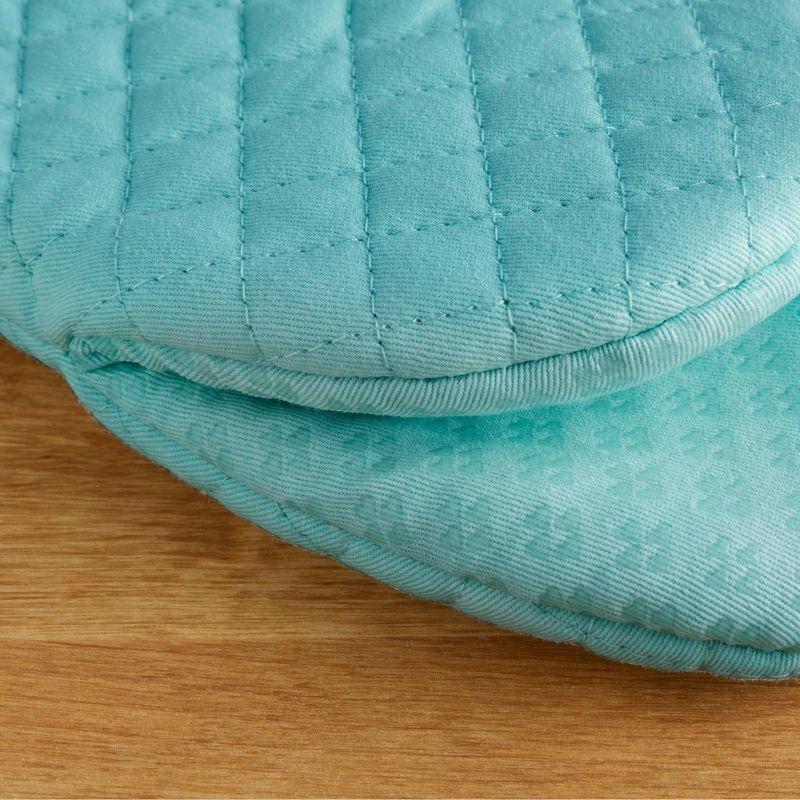 KitchenAid 2pk Cotton Asteroid Mini Oven Mitts, Light Teal: Hot Pads & Kitchen Textiles, Machine Washable, 8"x5.5"