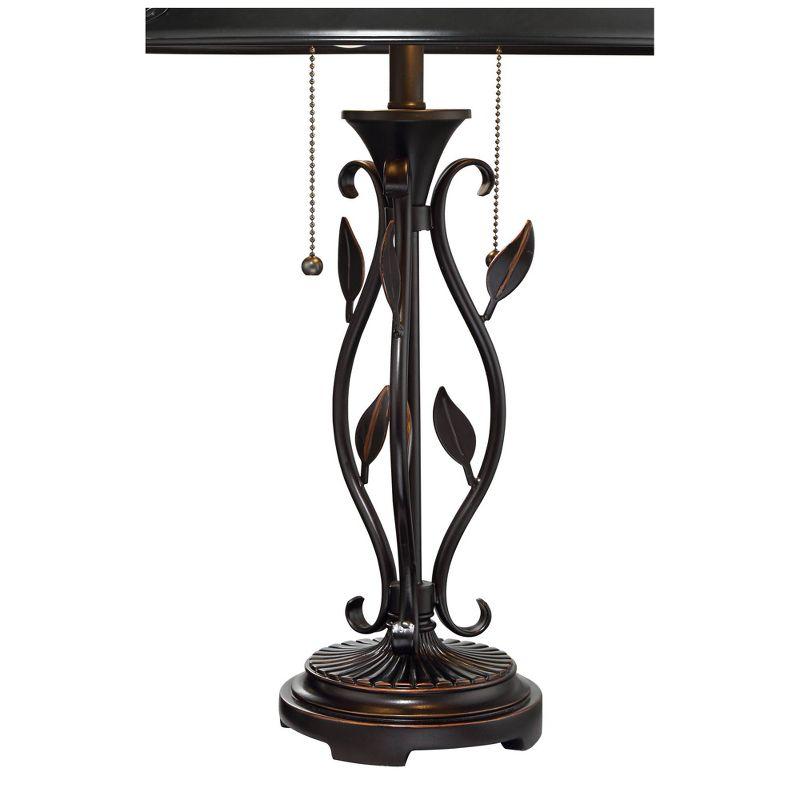Franklin Iron Works Feuille Country Cottage Table Lamp 23 3/4" High Metal Openwork Leaf Mica Shade for Bedroom Living Room Bedside Nightstand Office