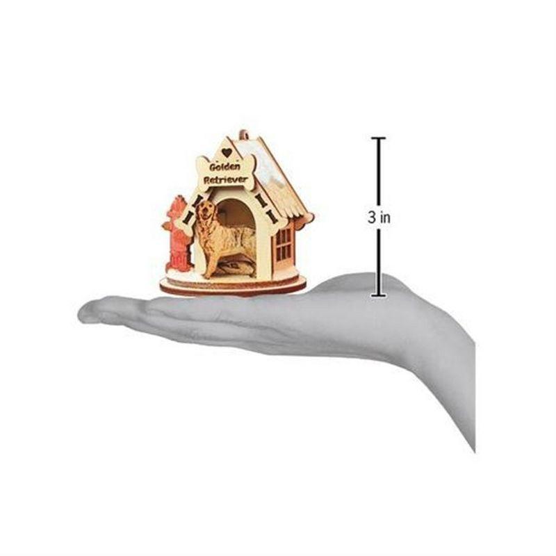 Old World Christmas K-9 Cottage Wooden Doghouse Ornament for Christmas Tree, Golden Retriever
