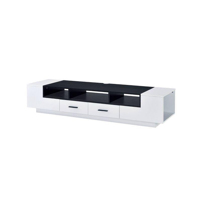 Black and White 69" Modern TV Stand with Cabinet