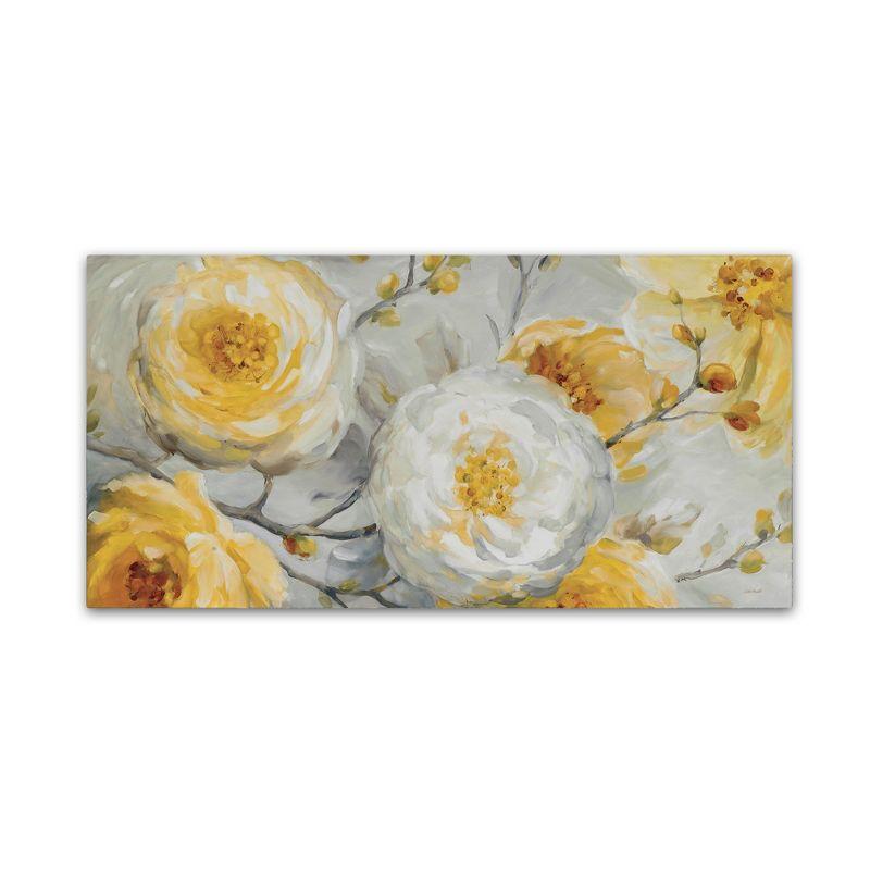 Sunshine Yellow and White Floral Canvas Painting