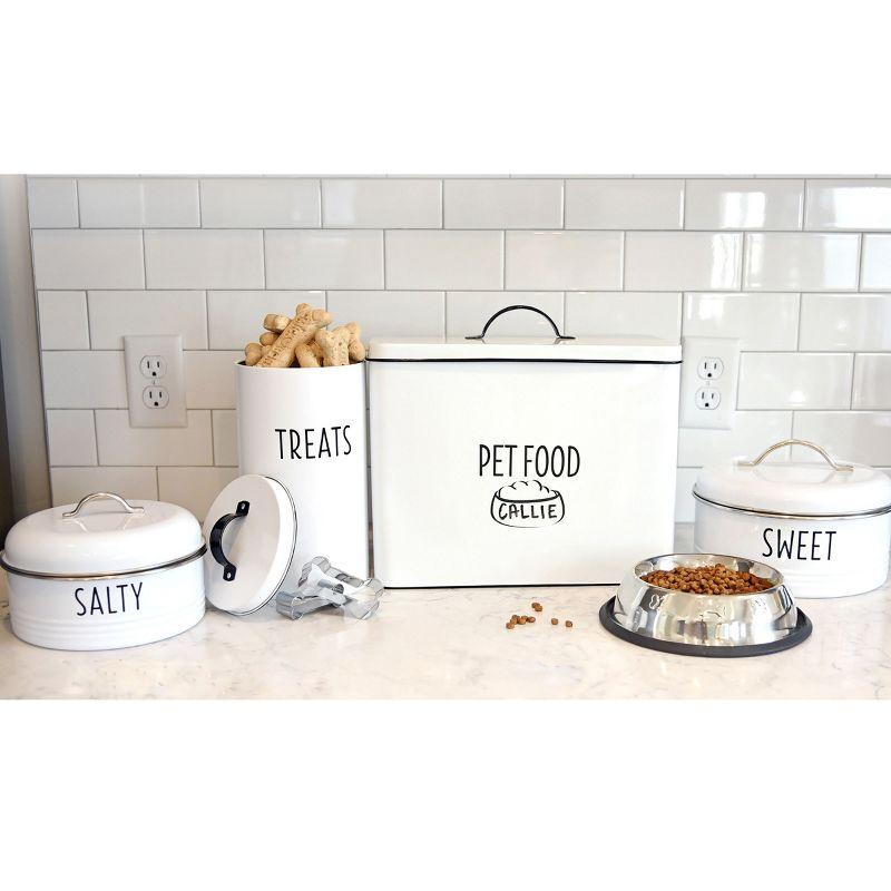 Outshine Co Outshine White Farmhouse Dog Food Bin Storage Container Cute Pet Food And Treat Canister With Lid & Reviews | Wayfair