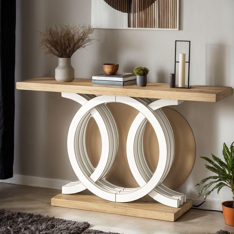 Farmhouse Console Sofa Table, 55 Inches Entryway Hallway Foyer Table White