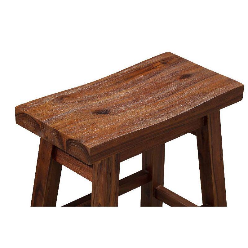 Set of 2 18" Sonoma Saddle Stools, Acacia Wood, Rustic Farmhouse - Boraam
