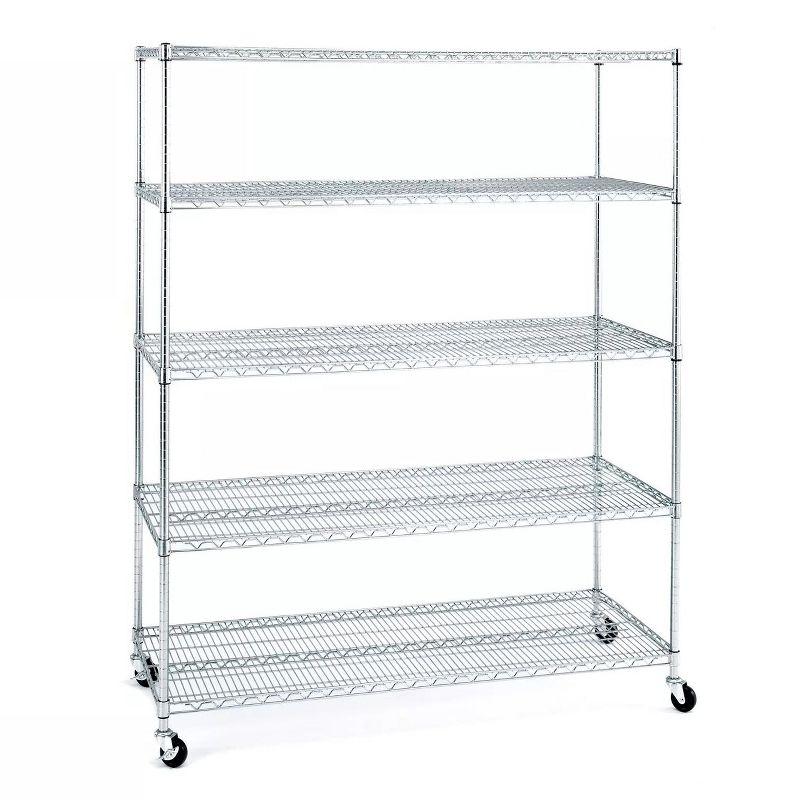 UltraDurable 24" D 5-Tier NSF-Certified Steel Shelving with Wheels