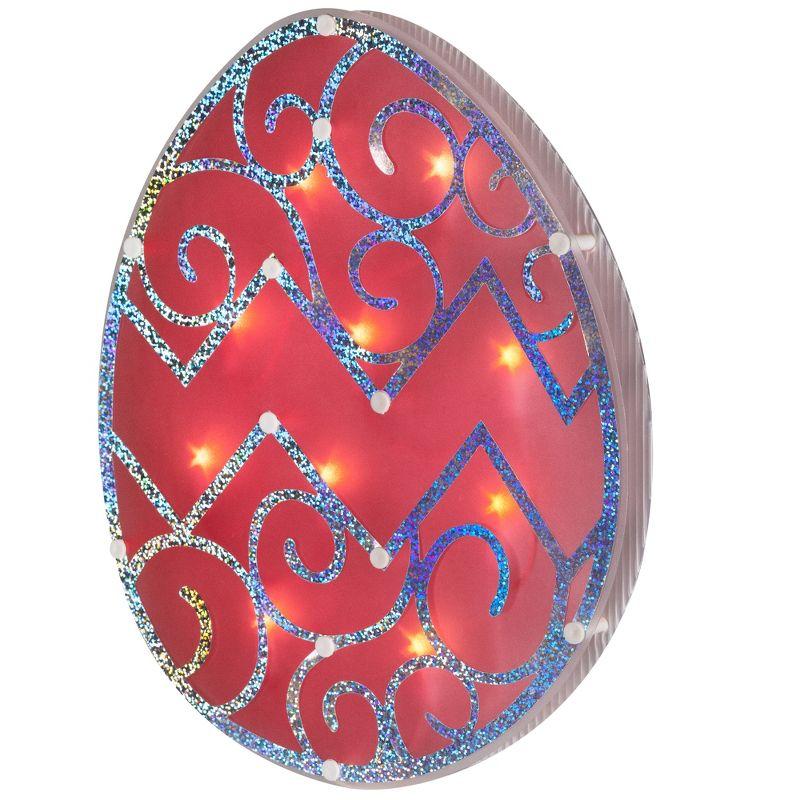 Northlight Lighted Easter Egg Window Silhouette Decoration - 12" - Pink