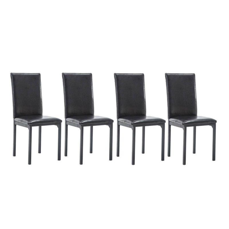 Set of 4 Arjen Dining Chairs Black - Boraam: Faux Leather, Metal Frame, Contemporary Style