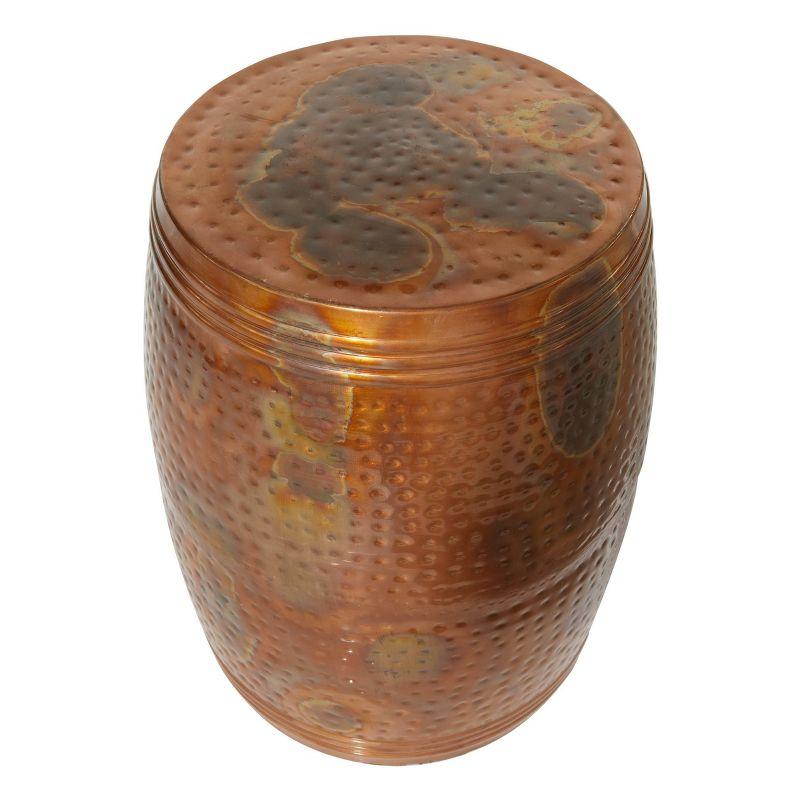 Metal Drum Copper Colored Accent Table - Olivia & May: Hammered Aluminum, Indoor Use, Fully Assembled