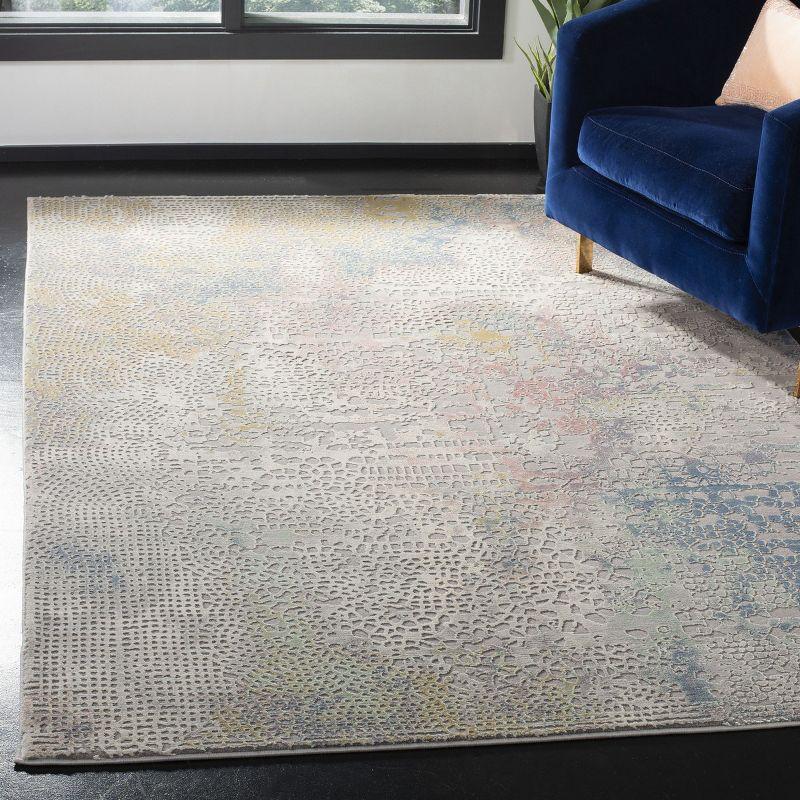 Gray and Gold Abstract Stain-Resistant Area Rug