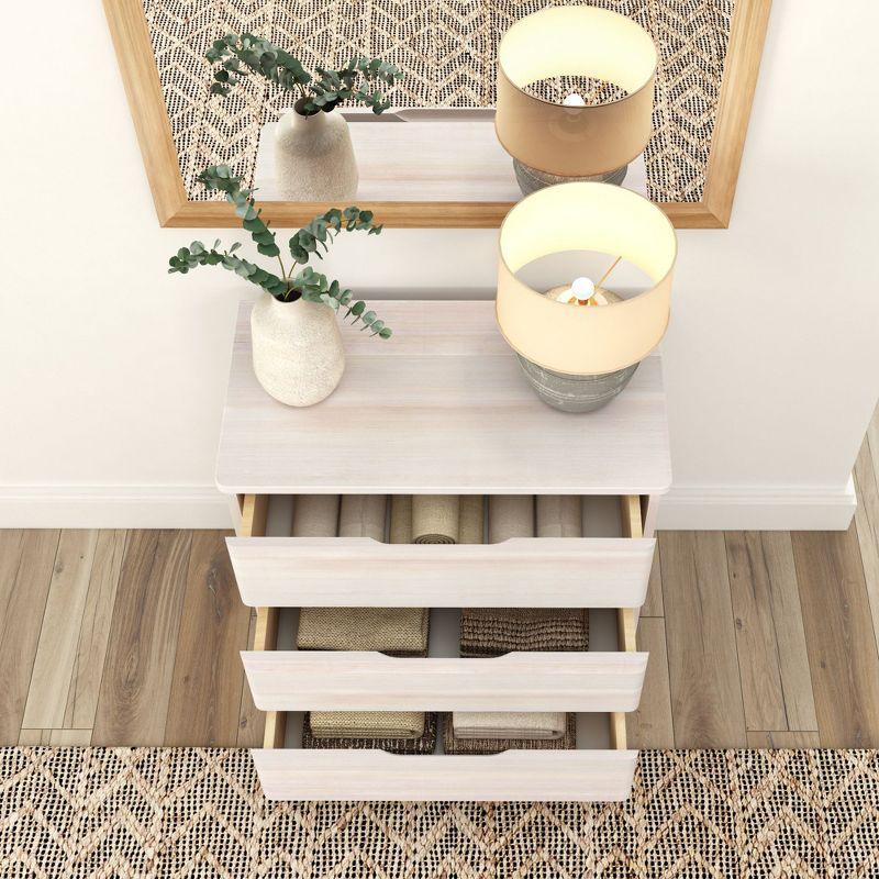 Plank+Beam Solid Wood Farmhouse 3 Drawer Dresser, White Wash