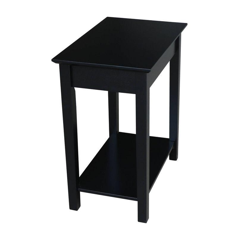 International Concepts Narrow End Table Black: Sleek Design with Drawer & Fixed Shelf for Living Room