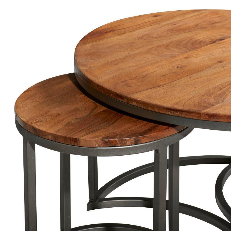 Set of 3 Contemporary Metal Coffee Tables Brown - Olivia & May