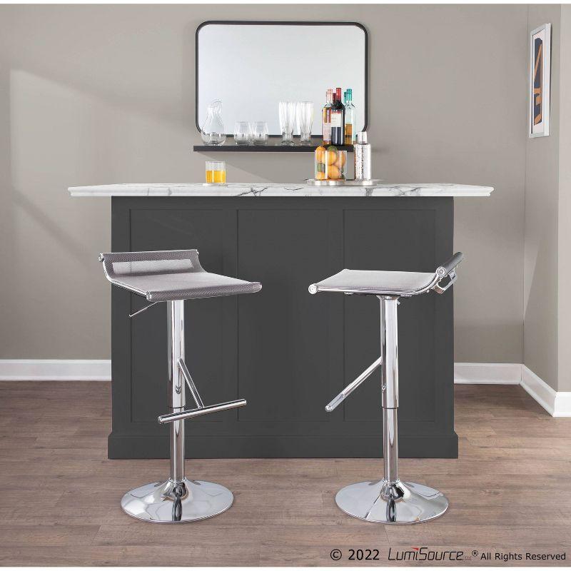 Mirage Ale Mesh Fabric/Metal Barstool Chrome/Silver - LumiSource: Swivel, Adjustable Height, Footrest