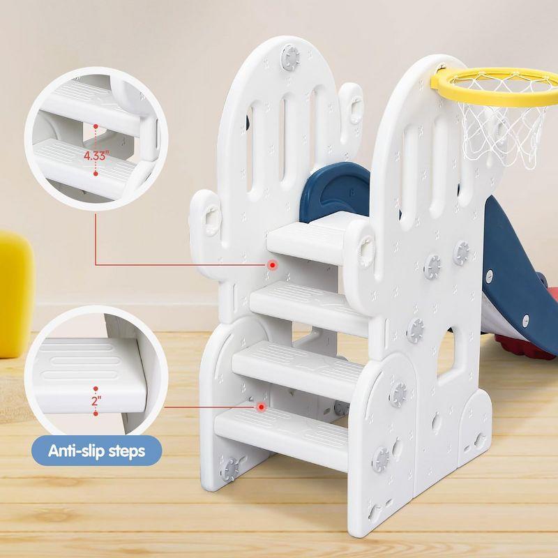 Garvee 7-in-1 Toddler Playset - Adjustable Swing & Slide with Basketball Hoop, Soccer/Golf & Ring Toss, Indoor/Outdoor for Ages 1-3, Blue