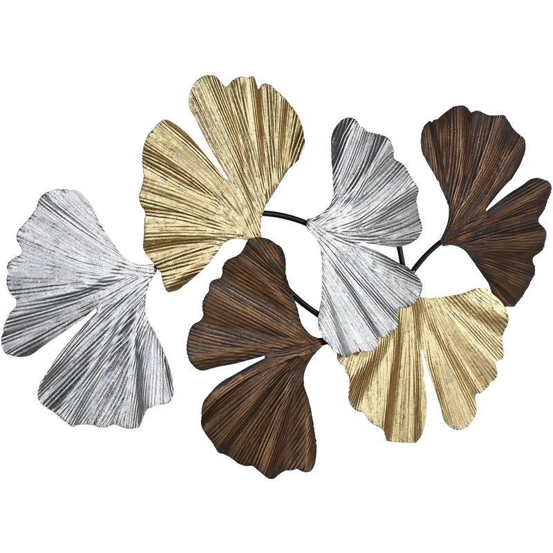 Dahlia Studios Metallic Leaves 41" Wide Metal Wall Art