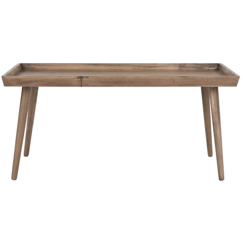 Transitional Desert Brown Pine Wood Rectangular Coffee Table with Tray