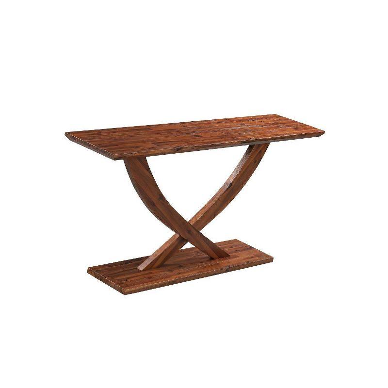 Rasmus 57" Chestnut Acacia Wood Console Table with Wire Brush Finish