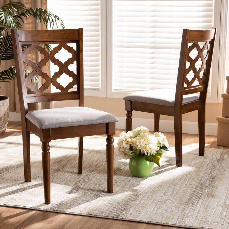 2pc Ramiro Fabric and Wood Dining Chairs Set - Baxton Studio