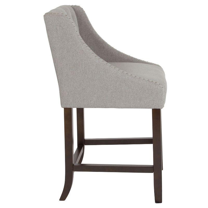 Merrick Lane Upholstered Counter Stool 24" High Transitional Tufted Counter Stool with Accent Nail Trim