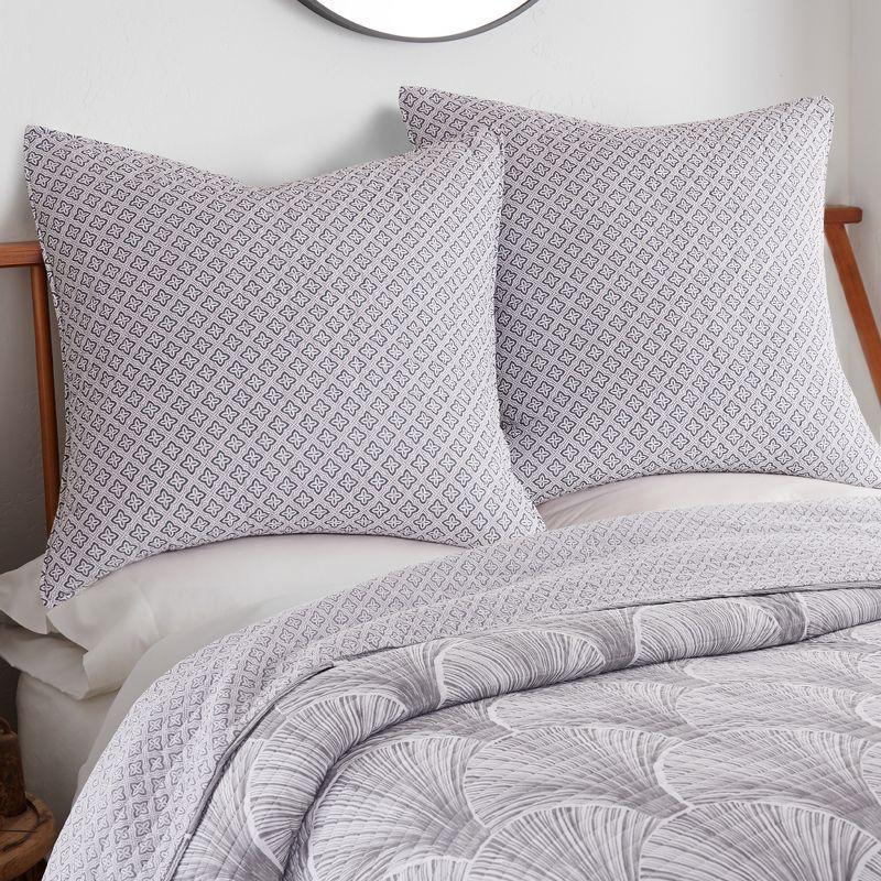 Wexford Bamboo-Inspired Grey & White Cotton Euro Sham Set