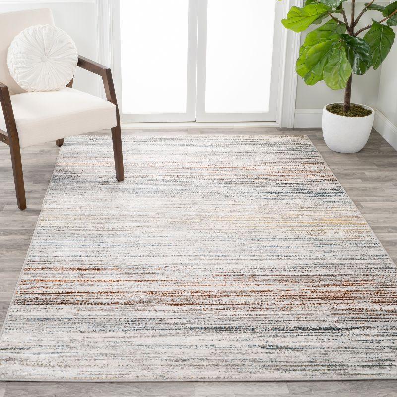 JONATHAN Y Loom Modern Strie'  Gray/Blue/Orange 3 ft. x 5 ft. Area Rug