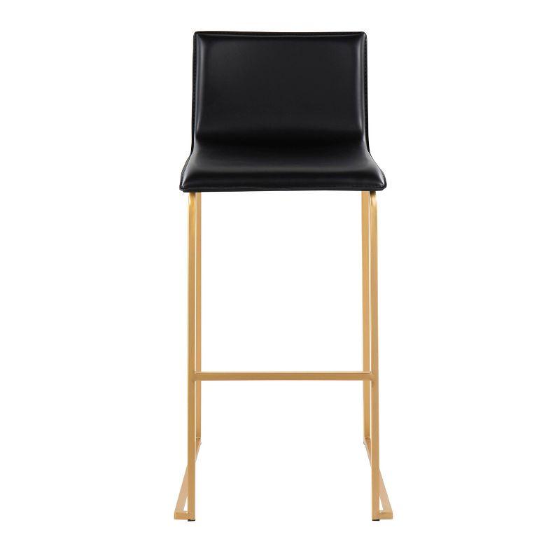 Set of 2 Mara Upholstered Barstools Black/Gold - Lumisource: Faux Leather, Steel Base, Footrest, 250lb Capacity
