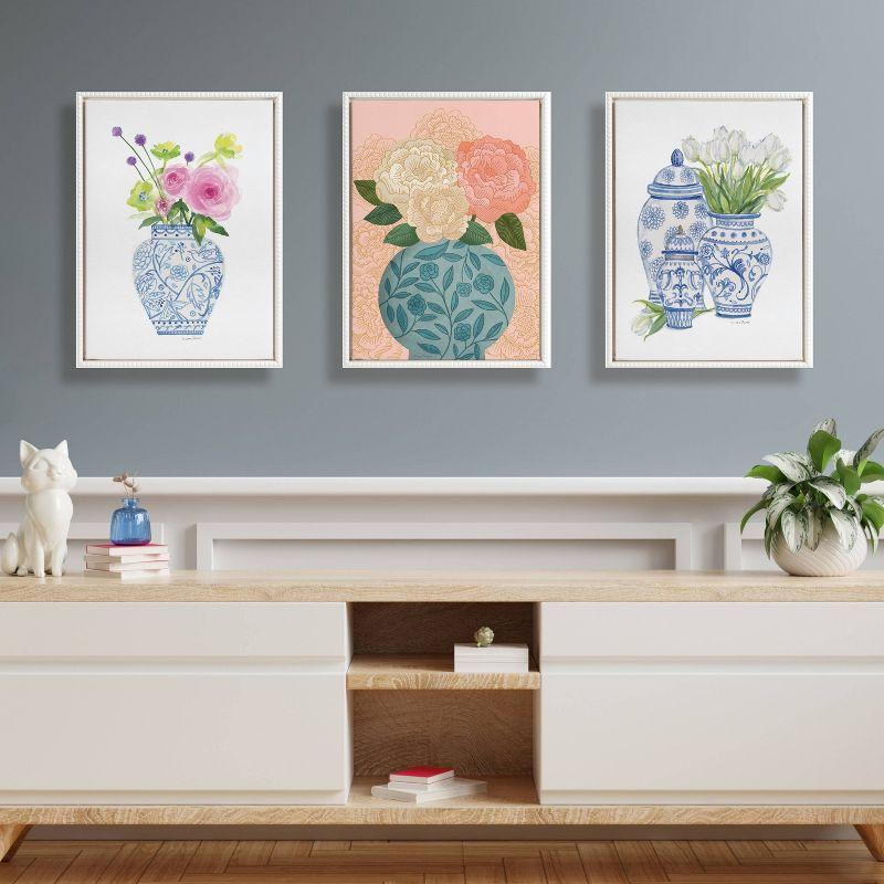 18"x24" Sylvie Beaded Chinoiserie Jars with White Tulips Framed Canvas by Patricia Shaw White - Kate & Laurel All Things Decor