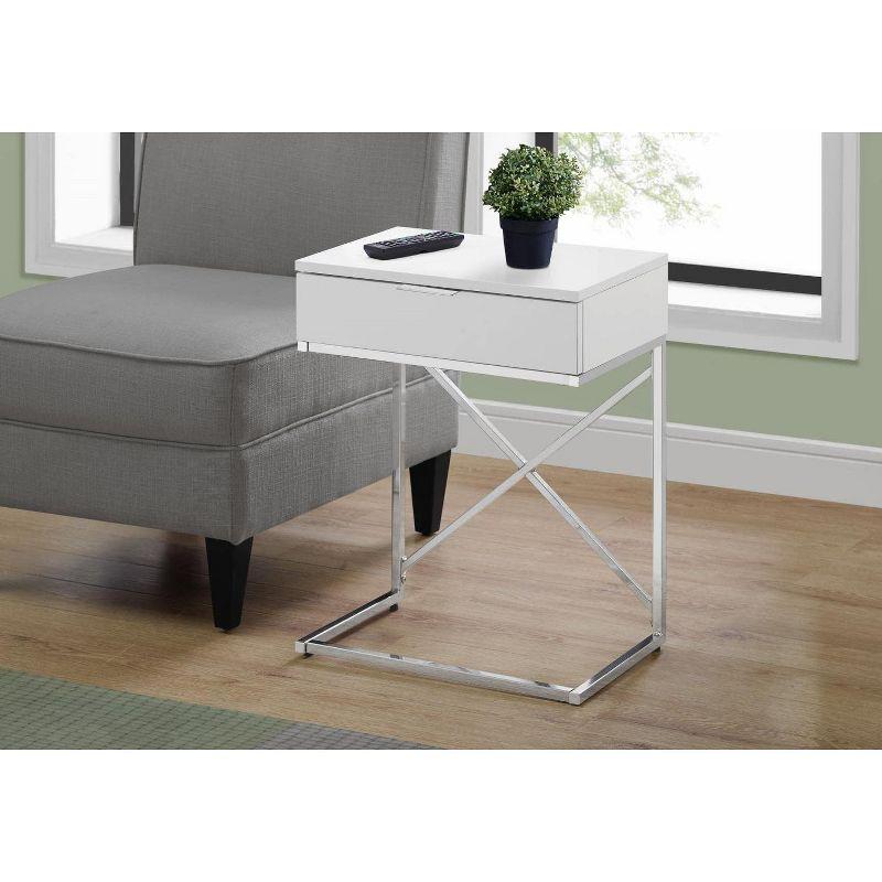 Monarch Specialties ACCENT TABLE - 24H / GLOSSY WHITE / CHROME METAL