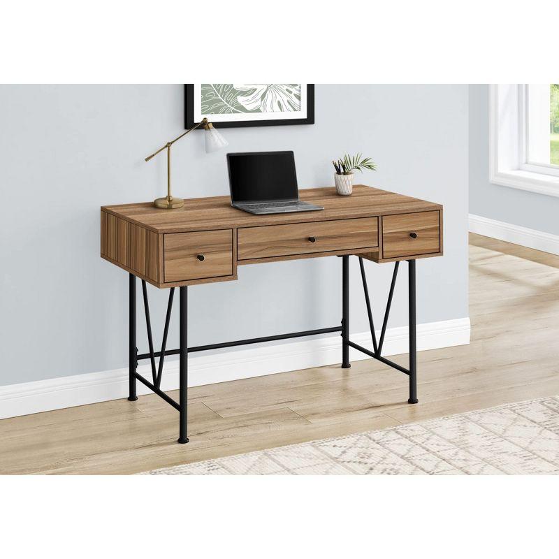 Monarch Specialties Computer Desk Home Office Laptop Storage Drawers 48InchL Work Metal Laminate Brown Black Transitional