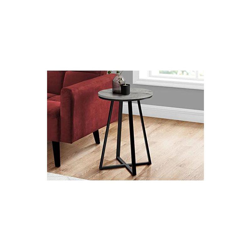 Monarch Specialties Accent Table Side Round End Nightstand Lamp Living Room Bedroom Metal Laminate Black Contemporary Modern