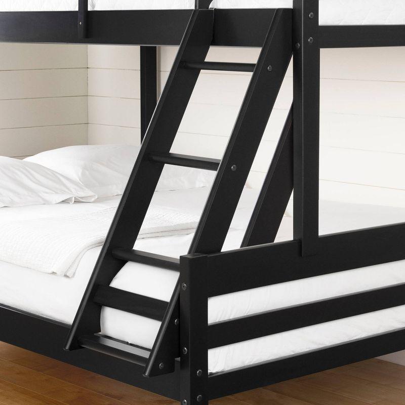 Induzy Solid Wood Kids' Bunk Beds Matte Black - South Shore: Twin Loft Bed, Unupholstered, Ages 0-9, No Box Spring Needed