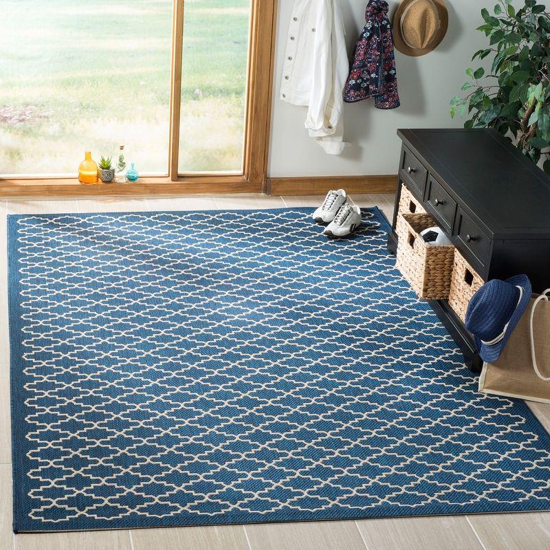 Courtyard CY6919 Power Loomed Indoor and Outdoor Area Rug - Navy/Beige - 4'x5'7" - Safavieh