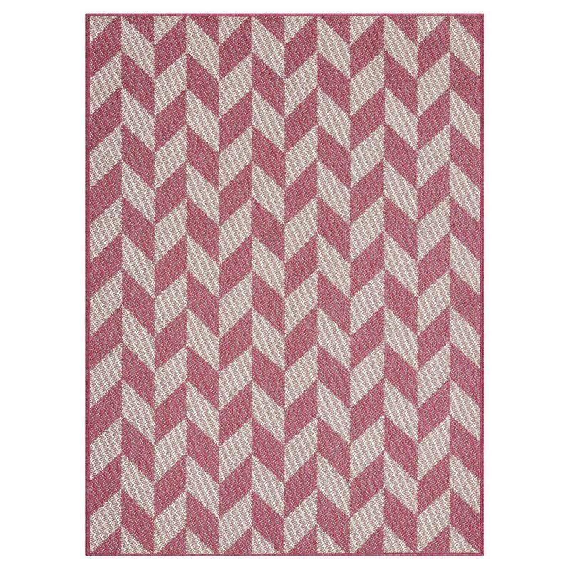 Modern Chic Red Geometric 8' x 10' Indoor/Outdoor Synthetic Rug