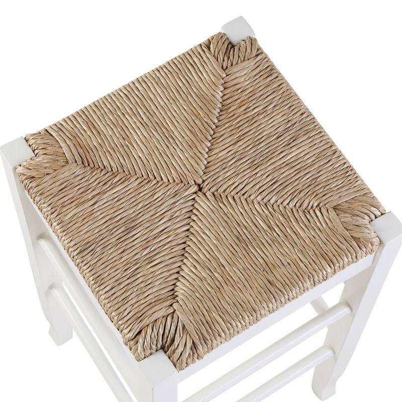 29" Rush Seat Hardwood Barstool White - Boraam: Solid Frame, Double Stretcher Bars, Handwoven Seat
