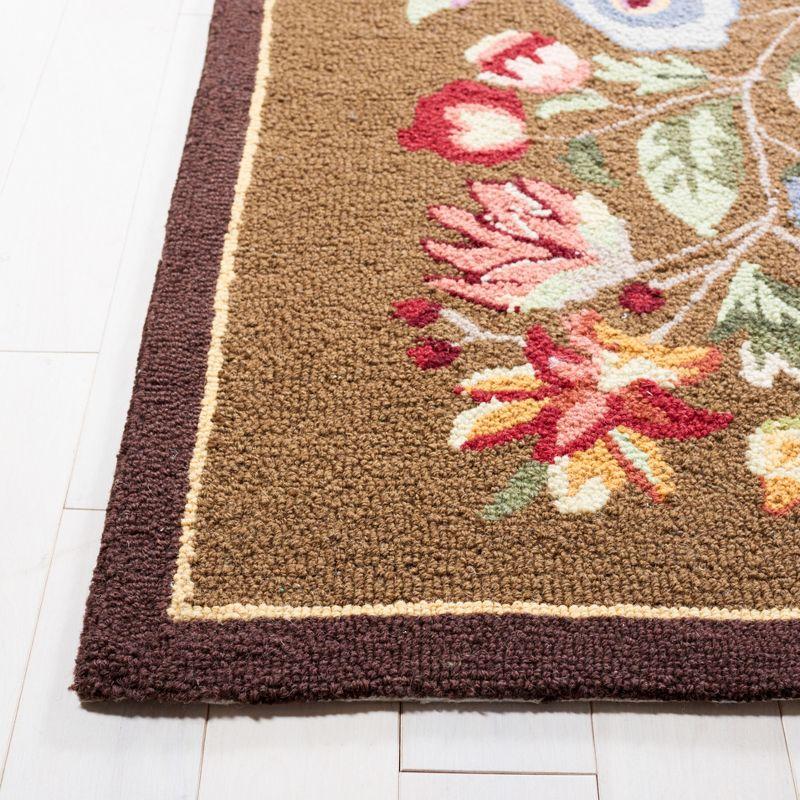 Hand-Knotted Floral Brown Wool Rectangular Area Rug - 8'9" x 11'9"