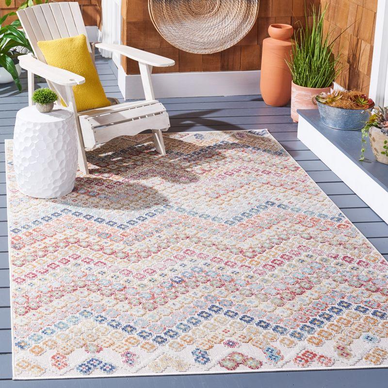 Ivory Geometric Easy-Care 9' x 12' Synthetic Area Rug