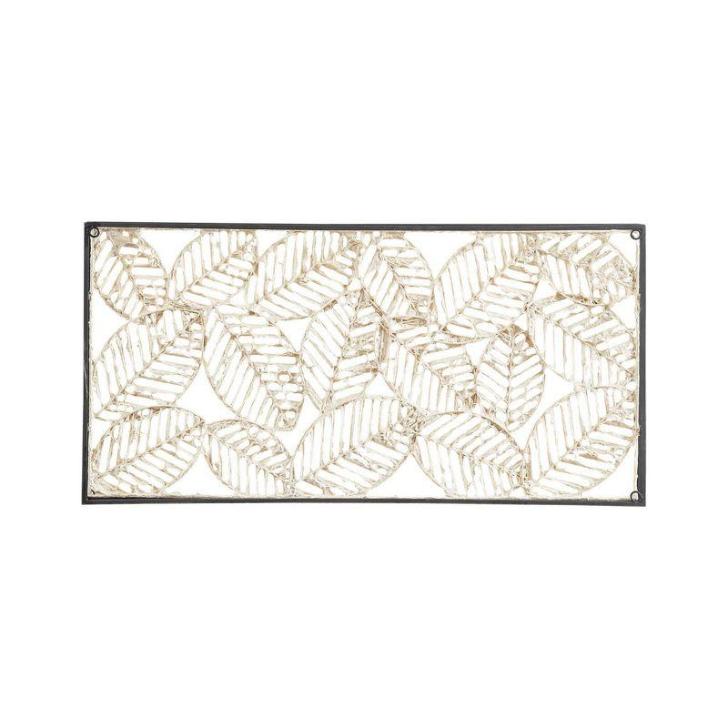 32" x 16" Paper Cloaked Leaves Unframed Wall Decor Natural: Madison Park Etched Botanical Artwork, Molded Hanger