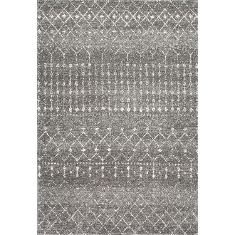 Union Rustic Amanuel Moroccan Geometric Area Rug in Dark Gray