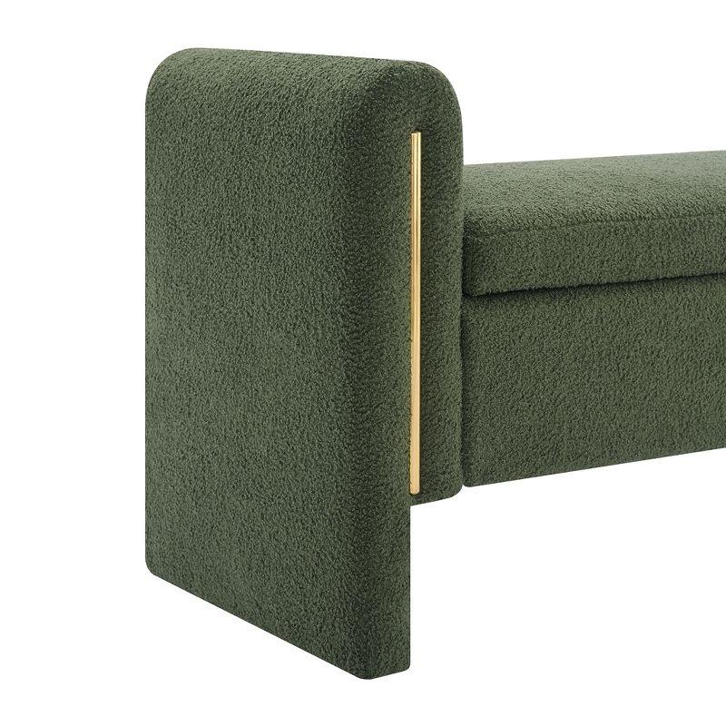 Modern Teddy Bed End Bench with Arms and Storage, Upholstered Large Foot Rest Stool, 52.25in Width, Olive Green: Solid Flannel Upholstery