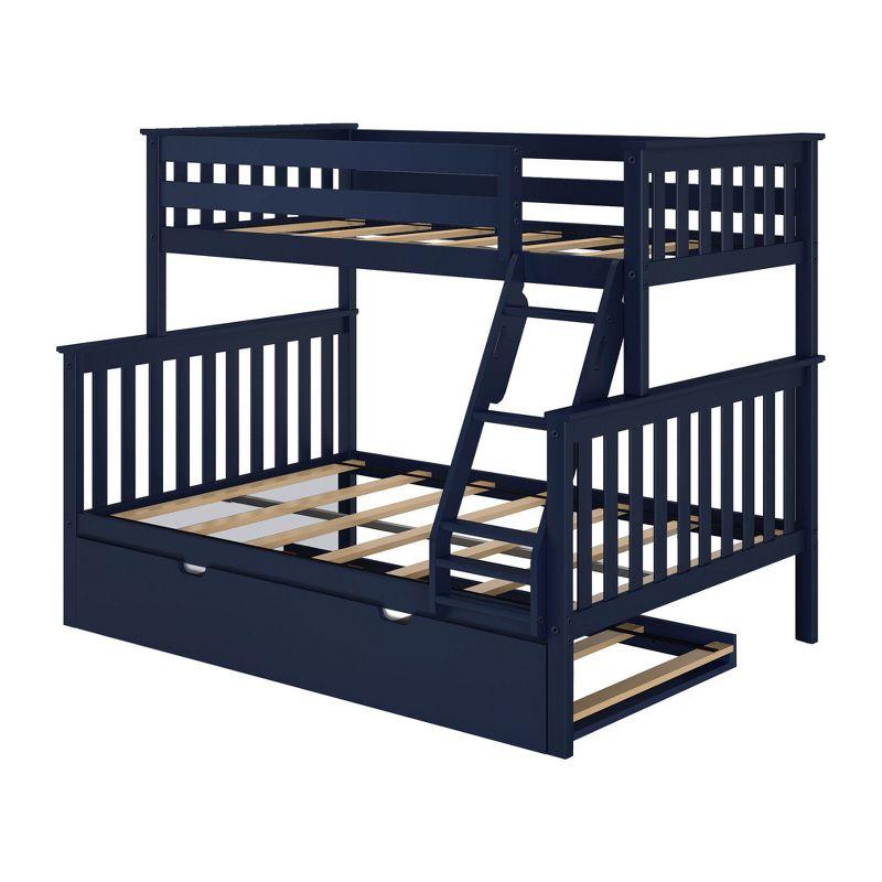 Max & Lily Solid Wood Bunk Bed, Twin over Full with Storage Trundle and Ladder for Kids