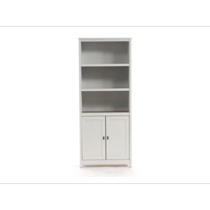 Soft White Adjustable Library Bookcase with Doors