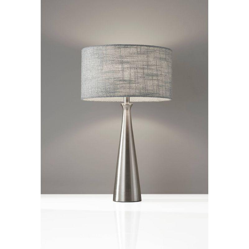 Linda Brushed Steel Table Lamp with Gray Drum Shade