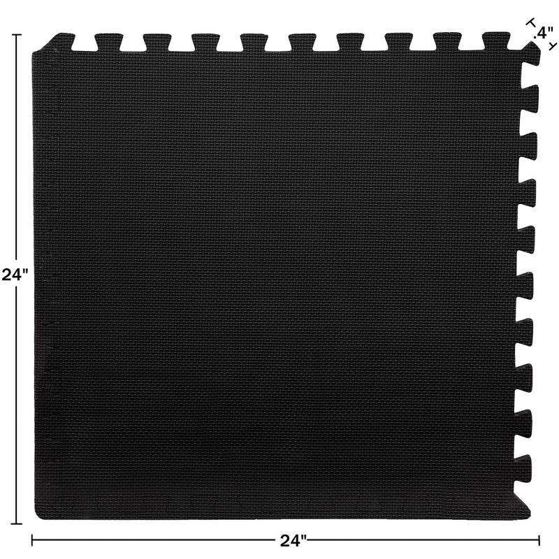 Black Interlocking EVA Foam Floor Tiles, 24" x 24", 6-Pack