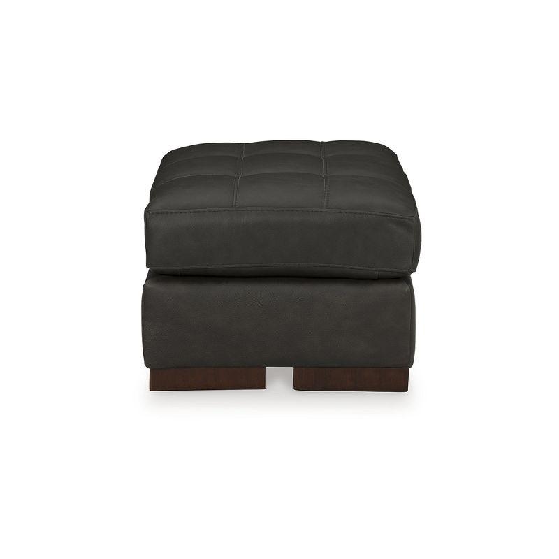 Luigi Black Tufted Leather Ottoman