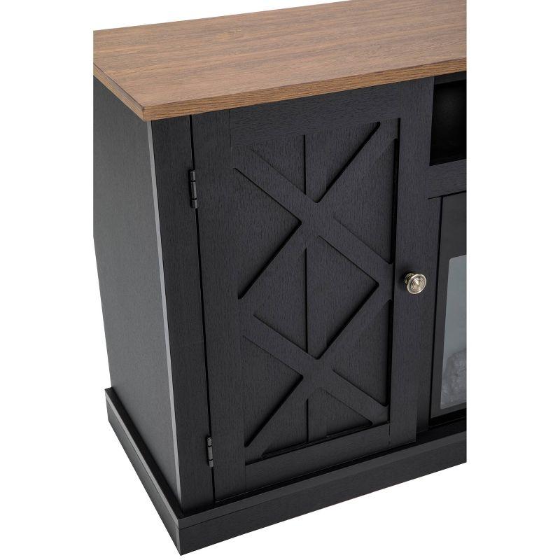 Electric Fireplace and TV Stand for TVs up to 60" Gray - Home Essentials: MDF Wood Composite, Nickel Hardware