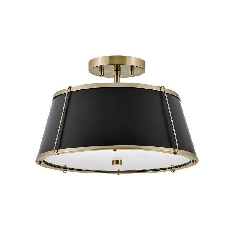 Elegant Clarke Warm Brass 2-Light LED Semi-Flush Drum Light