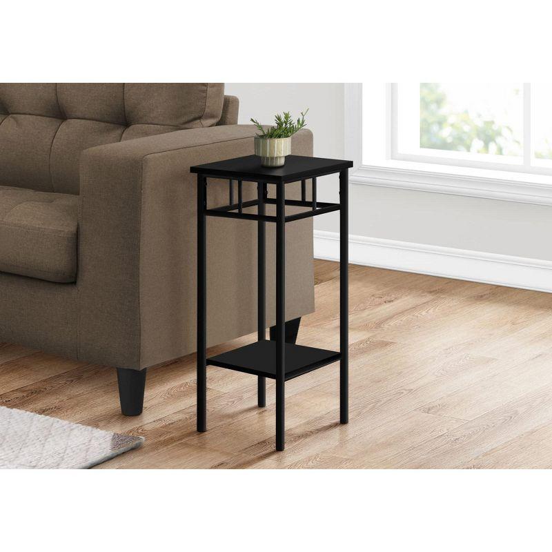 Monarch Specialties Accent Table Side End Plant Stand Square Living Room Bedroom Metal Laminate Black Contemporary Modern